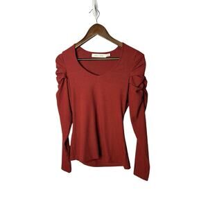 Bishop + Young sz small ribbed ruched puff sleeve womens